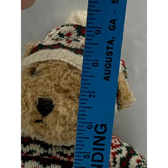 Vintage Plush Beary Theodor Teddy Festive Knit Sweater Hat 8" Polyester Soft - Picture 6 of 14
